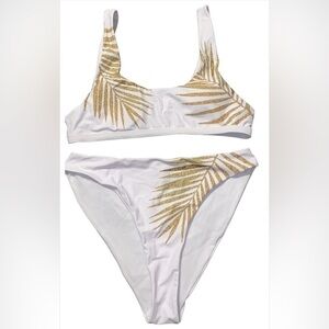 White and gold swim suit